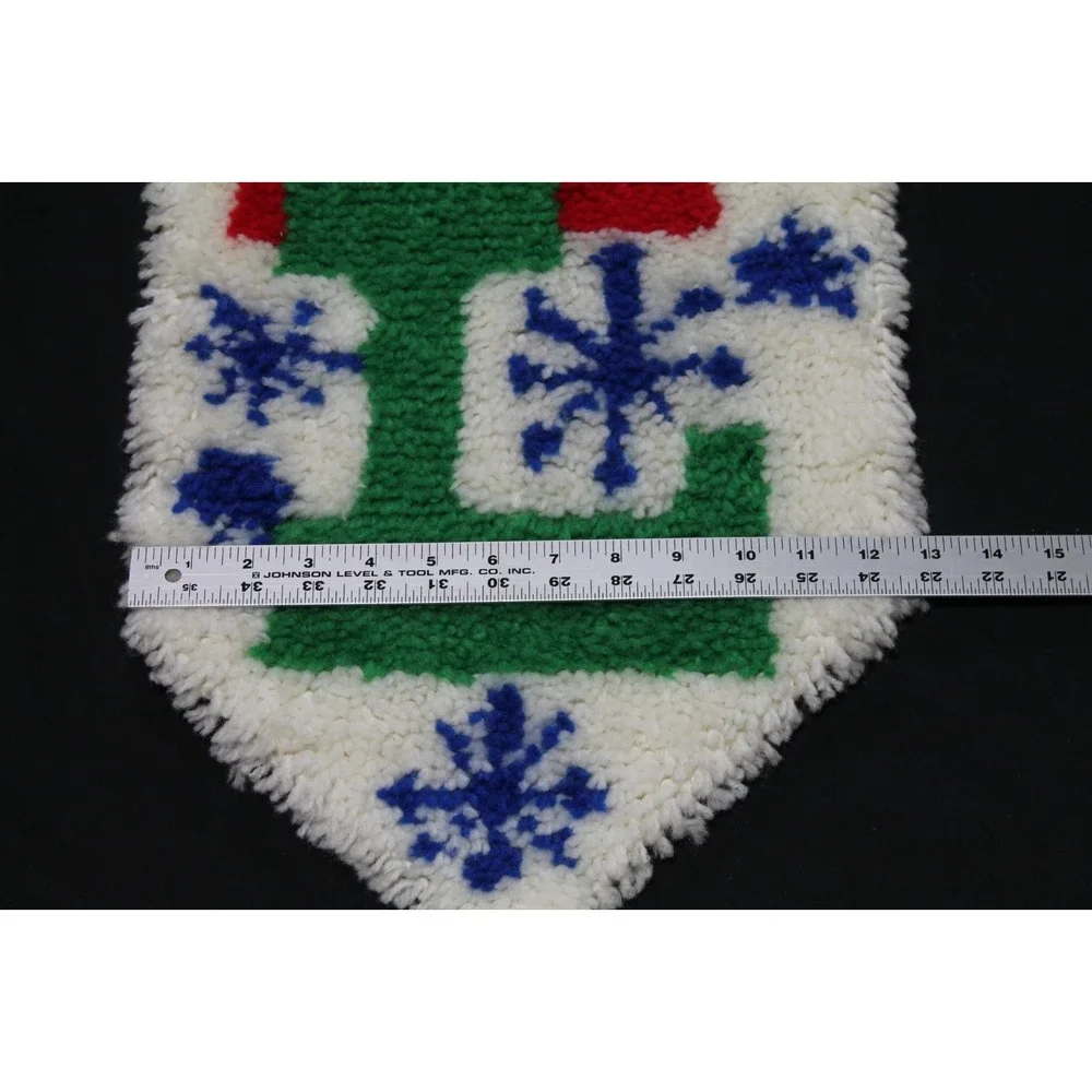 Vintage Handmade NOEL Christmas Yarn Wall Hanging Tapestry Snowflakes 44x13